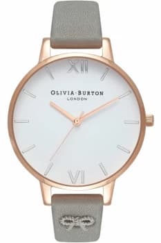 Ladies Olivia Burton Vintage Bow Grey Silver & Rose Gold Watch OB16VB06