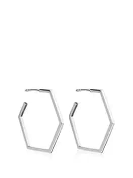Rachel Jackson London Large Hexagon Hoop Earrings - Silver