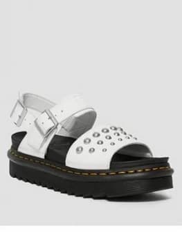 Dr Martens Voss Stud Flat Sandal, White, Size 6, Women