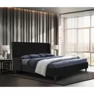 Shanaya Bed King Plush Velvet Black