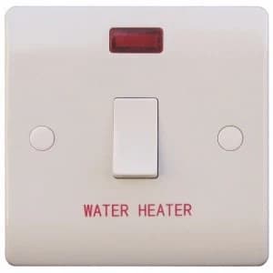 ESR Sline 20A White 1G Double Pole 230V Water Heater Plate Switch With Neon