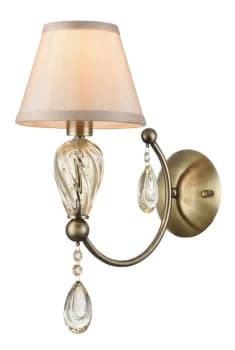Murano Wall Lamp Bronze & Crystal, 1 Light, E14