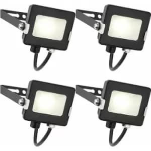 4 pack Outdoor Waterproof LED Floodlight - 10W Cool White LED - Matt Black