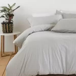 The Linen Yard Linear King Duvet Cover Set Cotton Grey / White