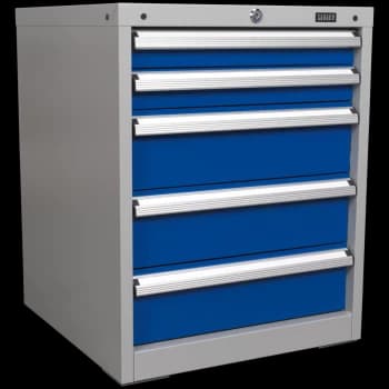 Sealey Premier Industrial Workstation Cabinet 5 Drawer Blue / Grey
