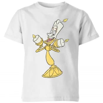 Disney Beauty And The Beast Lumiere Distressed Kids T-Shirt - White - 9-10 Years
