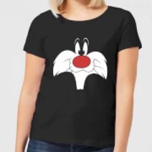 Looney Tunes Sylvester Big Face Womens T-Shirt - Black