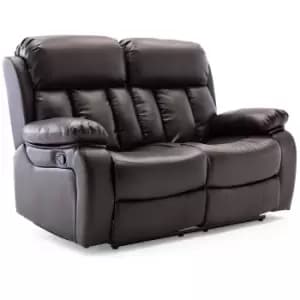 Chester high back manual bond grade leather recliner 3+2+1 suite sofa armchair set brown 2 seater - Brown