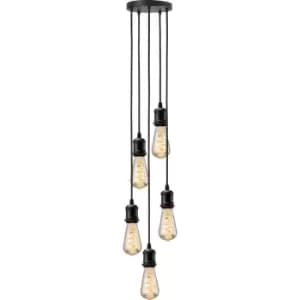 Calla - 230V E27 Vintage 5 Light Pendant - Matt Black - CALVI5PMB - Knightsbridge