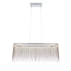 Orphelia LED Bar Pendant Light Fine Silver Chain Waterfall Effect Polished Chrome, Warm White