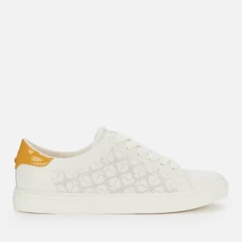 Kate Spade New York Womens Audrey Leather Cupsole Trainers - Optic White/Sunglow - UK 4