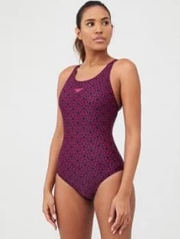 Speedo Boomstar Muscleback Swimsuit - Black/Pink