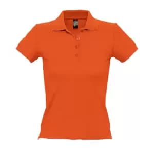 SOLS Womens/Ladies People Pique Short Sleeve Cotton Polo Shirt (L) (Orange)