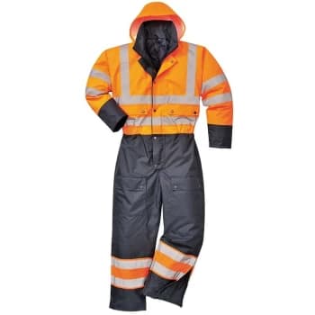 Portwest - S485ONR6XL - sz 6XL Hi-Vis Contrast Coverall - Lined - Orange/Navy