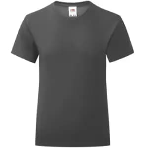 Fruit Of The Loom Girls Iconic T-Shirt (5-6 Years) (Light Graphite)