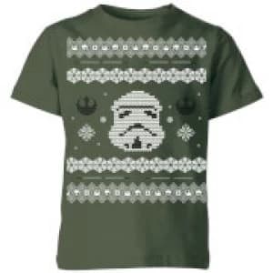 Star Wars Stormtrooper Knit Kids Christmas T-Shirt - Forest Green - 11-12 Years
