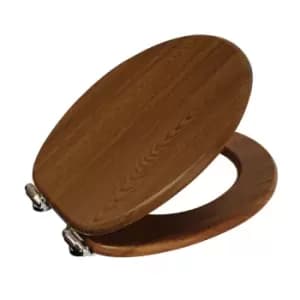 Showerdrape Norfolk Soft Close Toilet Seat - Walnut & Chrome
