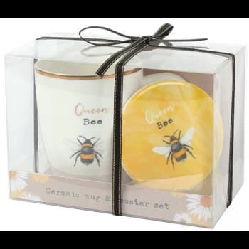 Queen Bee Ceramic Mug and Coaster Set