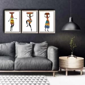 3PKCT-001 Multicolor Decorative Framed MDF Painting (3 Pieces)