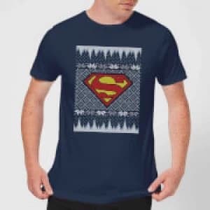 DC Superman Knit Mens Christmas T-Shirt - Navy - L