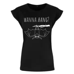 Grindstore Womens/Ladies Cute Bat Wanna Hang T-Shirt (M) (Black)
