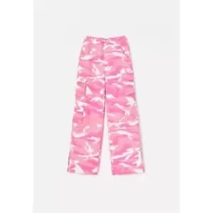 Missguided Print Split Hem Cargo - Pink