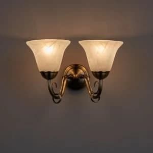 Manor Alabaster Brass effect Double wall light