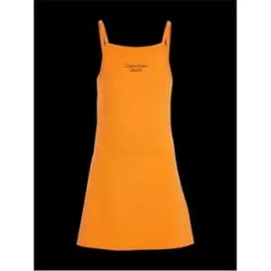 Calvin Klein Jeans Stack Logo Punto Strap Dress - Orange