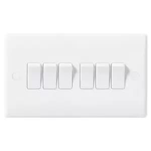 BG Nexus White 6 Gang 2 Way Rocker Switch 10A - 846