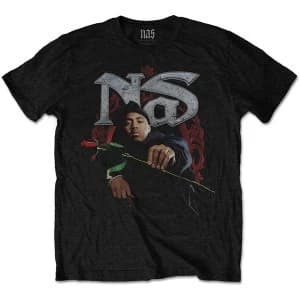 Nas - Red Rose Mens Large T-Shirt - Black