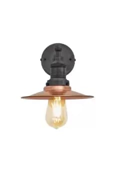 Brooklyn Flat Wall Light, 8 Inch, Copper, Pewter Holder