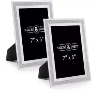Sparkle Glass Photo Frame 7' x 5' - Set of 2 M&W - Silver
