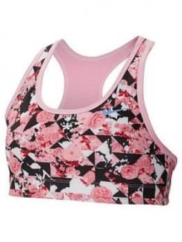 Nike Older Girls Swoosh Printed Reversible Bra - Pink Size M 10-12 Years, Women