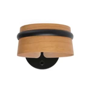 Loop LED Indoor Wall Lamp Black, Wood