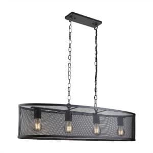 4 Light Bar Pendant Mesh Matt Black, E27