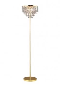 Floor Lamp 4 Light French Gold, Crystal