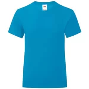 Fruit Of The Loom Girls Iconic T-Shirt (7-8 Years) (Azure)