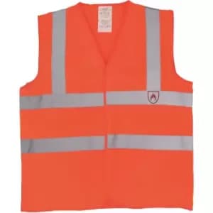 Yoko Flame-Retardant Hi-Vis Sleeveless Waistcoat (M) (Orange) - Orange