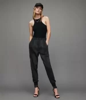 AllSaints Womens Maddie High-Rise Cargo Trousers, Black, Size: 12