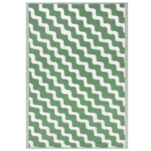 Wave Outdoor 100% Recycled Rug Green