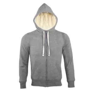 SOLS Sherpa Unisex Zip-Up Hooded Sweatshirt / Hoodie (M) (Grey Marl)