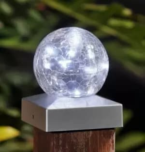 Solalite LED Solar Crackle Ball Deck Cap Light Cool White (2 Pack)