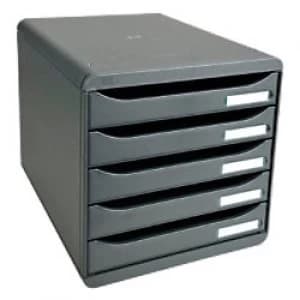 Exacompta Drawer Unit with 5 Drawers Big Box Plus Plastic Grey 27.8 x 34.7 x 27.1 cm