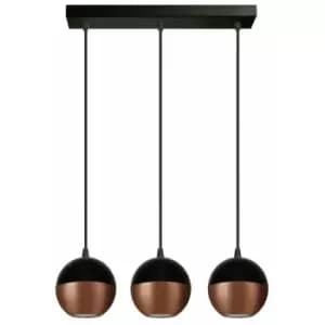 Helam Midway Straight Bar Pendant Ceiling Light Black, Copper 40cm