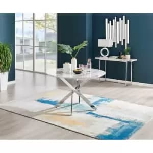 Furniture Box Novara 120cm White Marble Table - Silver