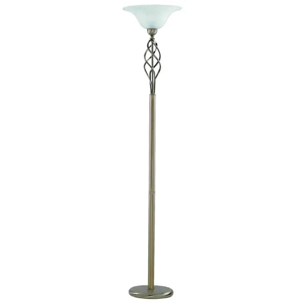 Zanzibar 1 Light Floor Lamp Antique Brass with Marble Diffuser, E27