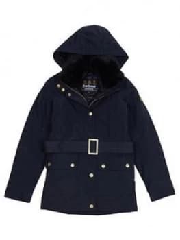 Barbour International Girls Bowden Belted Coat - Black, Size 10-11 Years, Women