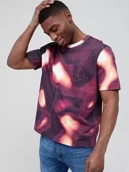 BOSS Relaxed Fit T-Shirt with Heatmap Print - Dark Pink Size 2XL, Men