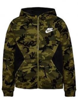 Boys Nike OLDER BOYS NSW CLUB FLEECE CAMO FZ HOODIE Camo Size L12 13 Years