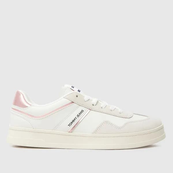 Tommy Jeans greenwich trainers in white & pink White & Pink UK 6.5 (EU 40)